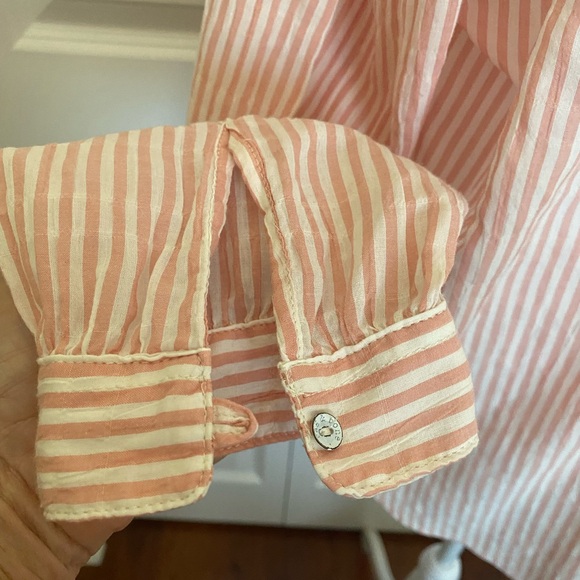 Rag & Bone Peach and White Striped Shirt Size Large - Picture 5 of 16